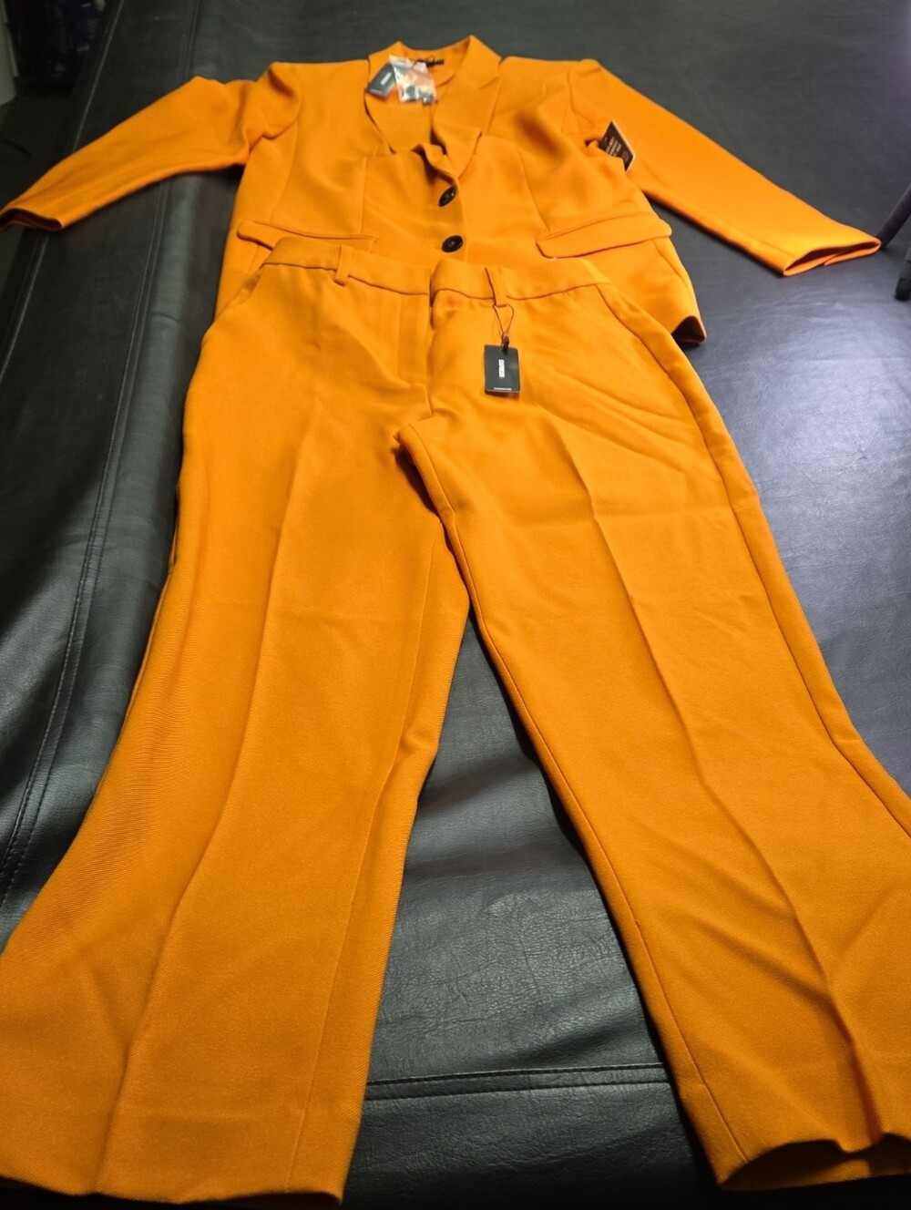Express Women's Bright Orange Tailored Pantsuit - Two-Piece Set